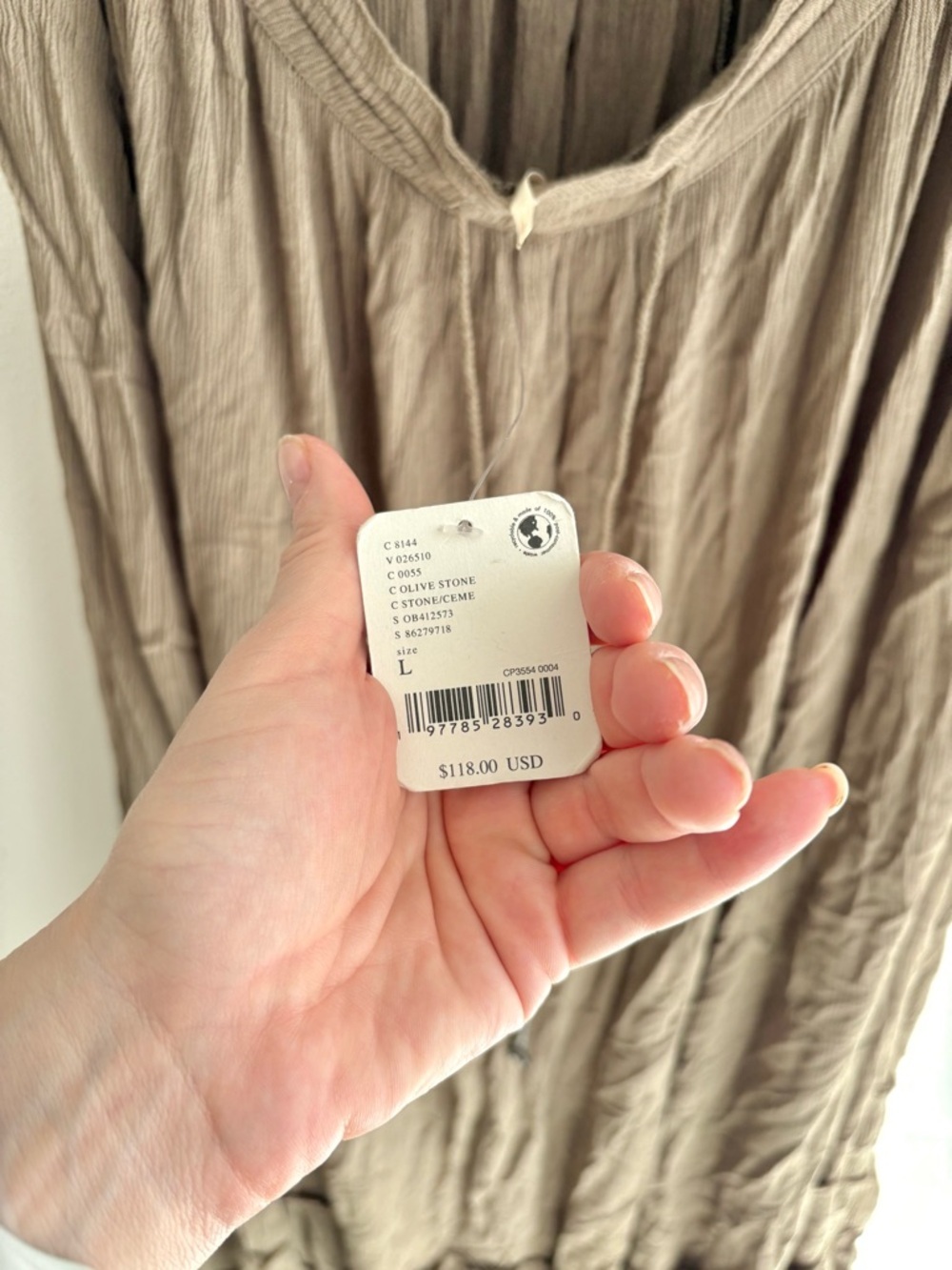 Free People Extratropical Maxi Dress Olive Stone NWT Size L Boho Beach Open Back - Picture 5 of 6